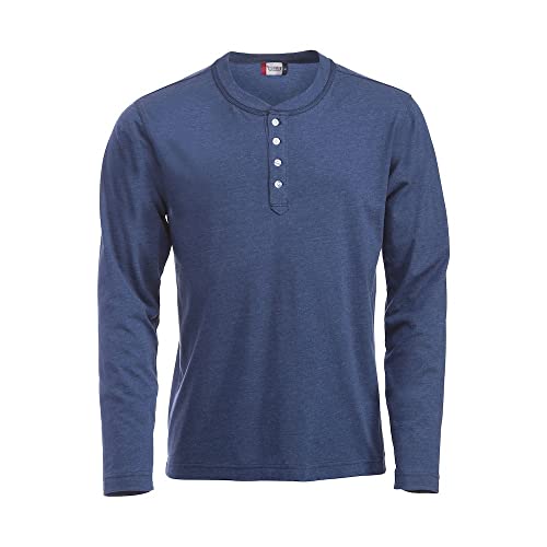 CliQue Herren Orlando Melange Langarm-T-Shirt, Blau melange, L von Clique