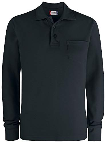 CliQue Unisex Basic Polo L/S Pocket Polohemd, Schwarz, L von Clique