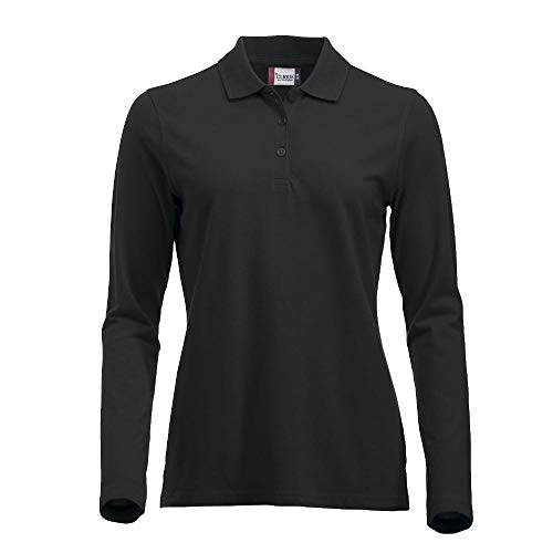 Clique Damen Classic Long Sleeved Womens Marion Polo Poloshirt, schwarz, 36(Hersteller Größe: Small) von Clique