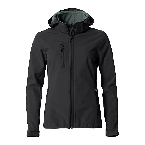 Clique - Damen Jacke Basic Hoody Softshell Winterjacke mit abnehmbarer Kapuze aus Polyester für Ski Trekking Wandern Reisen Berg (Schwarz S), Schwarz von Clique