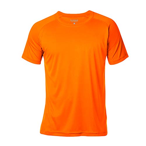 Herren T-Shirt, Laufshirt, hohe Sichtbarkeit, neonfarben, CQ029338, Orange (170), Large von Clique