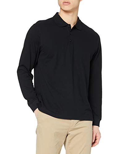CliQue Herren Classic Long Sleeve Polo Poloshirt, schwarz, XXXXL von Clique