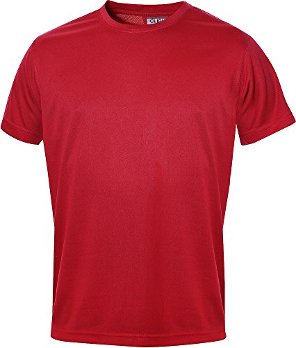 Clique Herren Funktions T-Shirt aus Polyester T-Shirt für den Sport, perforiert und feuchtigkeitsabführend in 10 Farben S M L XL XXL XXXL XXXXL (Rot, L (Large)) von Clique