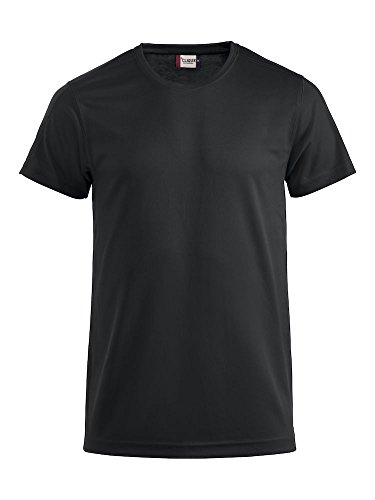 Clique Herren Funktions T-Shirt aus Polyester T-Shirt für den Sport, perforiert und feuchtigkeitsabführend in 10 Farben S M L XL XXL XXXL XXXXL (Schwarz, XL) von Clique