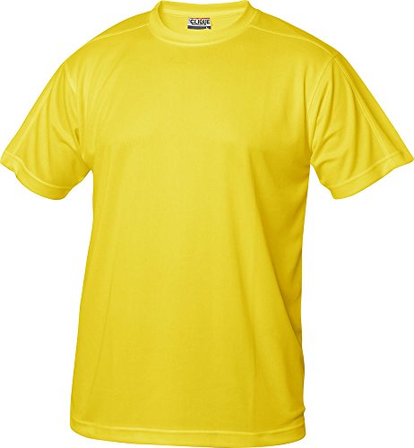 Clique Herren Funktions T-Shirt aus Polyester T-Shirt für den Sport, perforiert und feuchtigkeitsabführend in Gelb, Grösse M von Clique