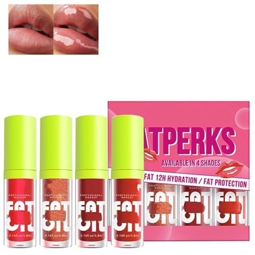 4 Colors Oil Lip Lips Glosses Sets, Creamy Nourishing Plumping Lip Gloss, Gloss High Lipstick Sets, Lip Glaze Long Lasting Moisturing Lip, Hydrating Lip Oil Set for All Skin Types (B) von Clisole