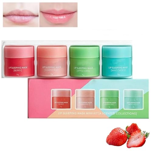 4pcs/set Fragrant Nutritious Lip Sleeping Mask, Chapped Lips Treatment Care, Chapped Lips Treatment Care, Lip Balm Locks In Moisture Lip Care, Effectively Moisturizing And Repairing Dry Lips von Clisole