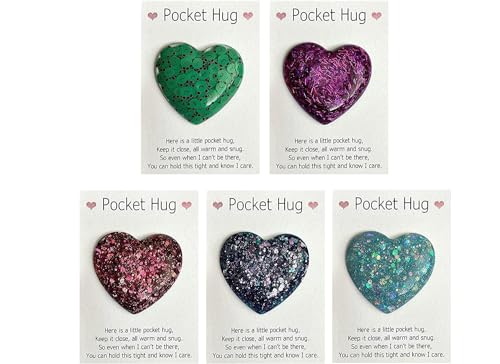 Clisole Pocket Hug Heart with Card, Mini Cute Pocket Hug Decoration Special Encourage, Pocket Hug Token Gift for Women Men, Carry Heartwarming Message to Hug Whoever Needs (random color-5pcs) von Clisole