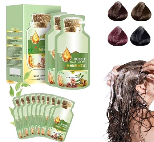 Natural Plant Hair Dye, New Botanical Bubble Hair Dye, Bubble Plant Hair Dye, Hair Dyeing Cream Natural Plant Hair Dye Shampoo, Plant Based Hair Dye Shampoo for Women Men (Chestnut Brown) von Clisole