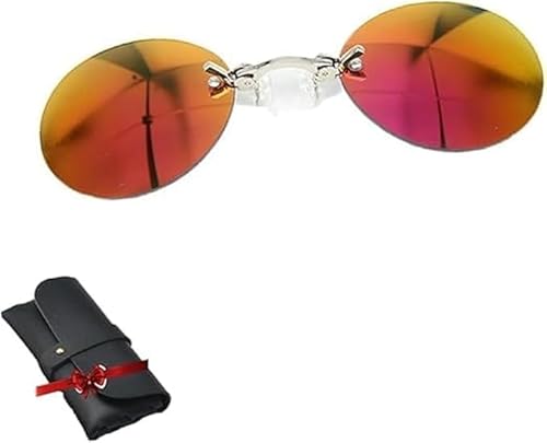 Three Color Retro Round Clip on Nose Glasses, Clip On Sunglasses Polarized Flip up Driving Glasses For Men Women, Fashion Rimless Men Sun Glasses (gold) von Clisole