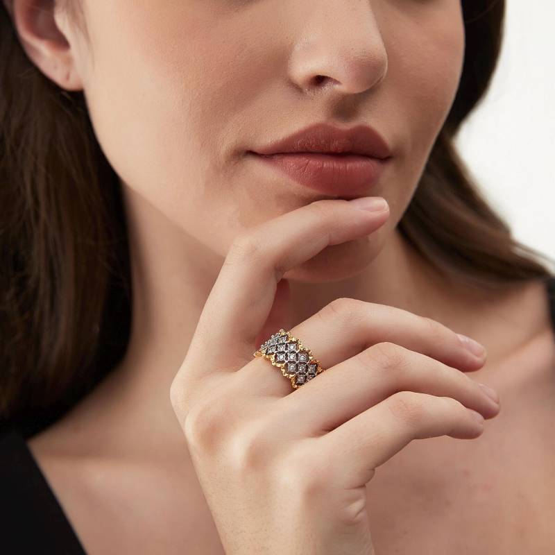 18K Vergoldeter Sterlingsilberring Doppelfarben-Zirkonring von CliviaJewelry