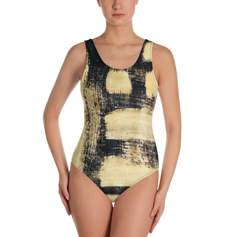 Gold Und Schwarzer Badeanzug Handgemaltes Dash-Muster von CliziaShop
