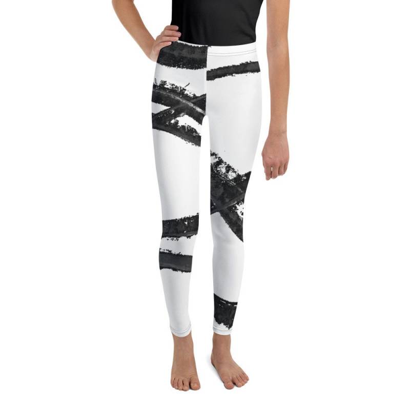 Kinder Leggings Mit Abstrakter Kunst Jugend Schwarz & Weiß Muster von CliziaShop
