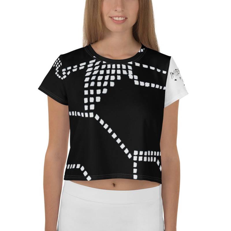 Unvollkommene Clizia Metro Schwarz Allover Print Ernte T von CliziaShop