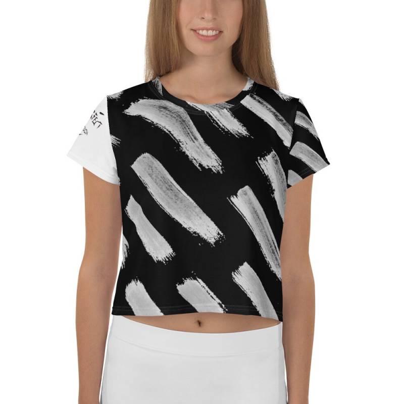 Unvollkommene Clizia Schwarz Pinsel Allover Print Ernte T von CliziaShop