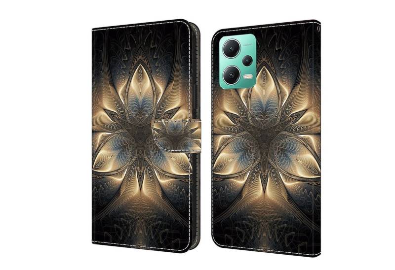 CLM-Tech Handytasche Hülle für Xiaomi Redmi Note 12 5G Tasche aus Kunstleder Klapphülle (goldener Ruhm, Handyhülle Wallet Flip Case Cover Etui), Standfunktion, Kartenfächer, Magnetverschluss von CLM-Tech