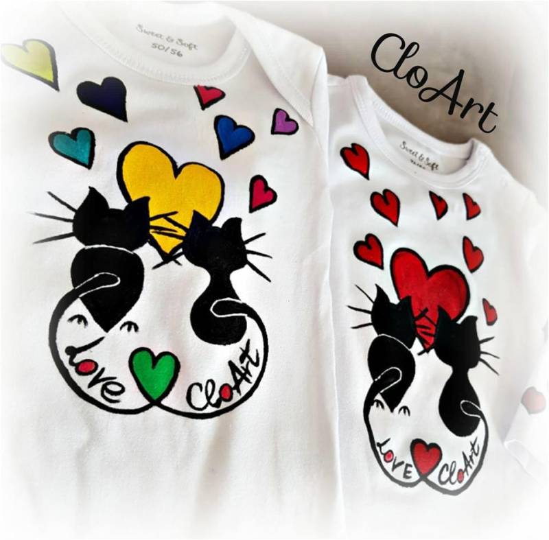 Cats Love Bemalte T-Shirts Baby Bodysuits Bemalt Kinder T-Shirt Babykleidung Katzen Liebe T-Shirt, Geschenk Personalisiert Cats Love Bemalte T-Shirts Baby Bodysuits Bemalt Kinder T-Shirt Babykleidung Katzen Liebe T-Shirt, Geschenk Personalisiert von CloArtHandmade