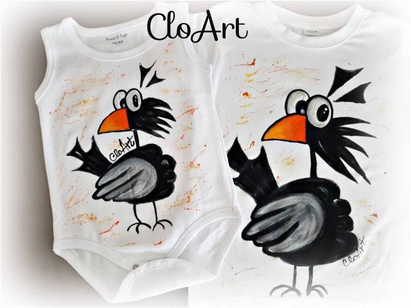 Gemaltes Vogelt-Shirt, Lustige Vögel Kindergeschenk, Familien-T-Shirt Mit Vogel, Kinderoberteil, Liebesvögel Geschenk, Süße Vögel, Individuelles von CloArtHandmade
