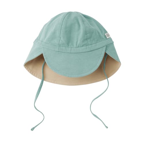 Cloby CBY-SH2-SBLSB Sonnenhut mit Nackenschutz - wendbar - UV-Schutz (UPF 50+) - Sea Blue/Sandy Beach (Gr. 6-18 Monate) von Cloby