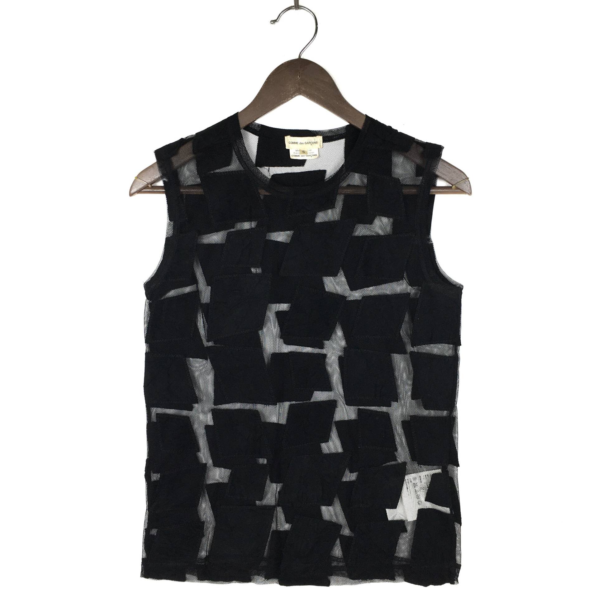 Comme Des Garcons Fischnetz Tank Top Mit Leder Patchwork von ClockworkThriftStore