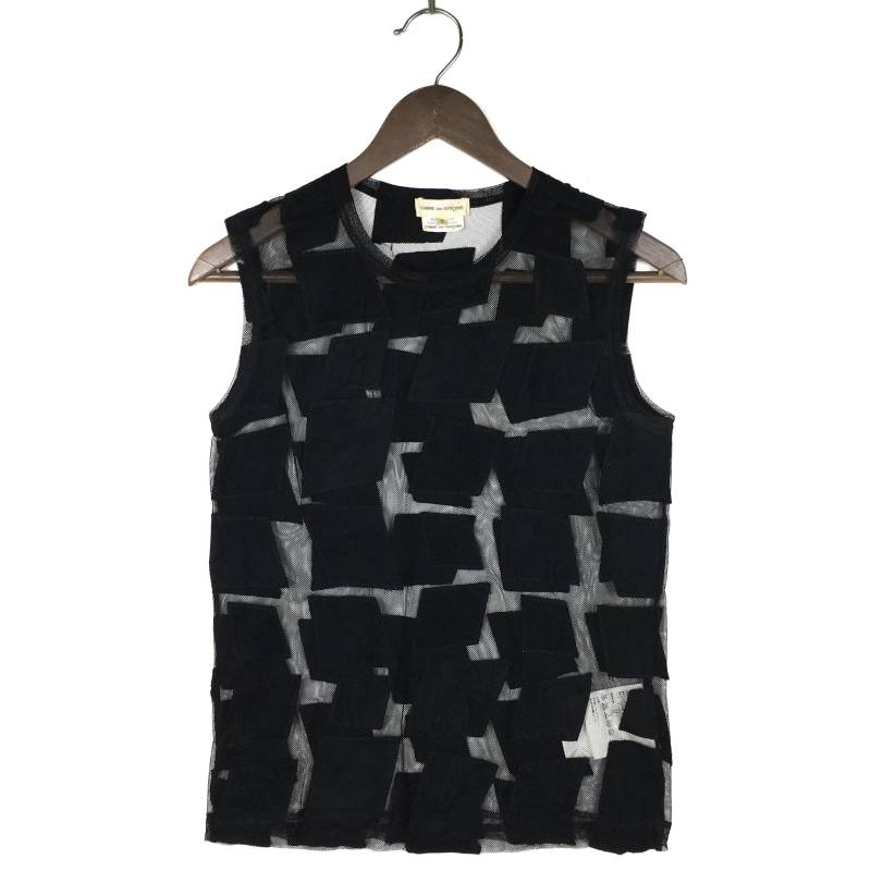 Comme Des Garcons Fischnetz Tank Top Mit Leder Patchwork von ClockworkThriftStore