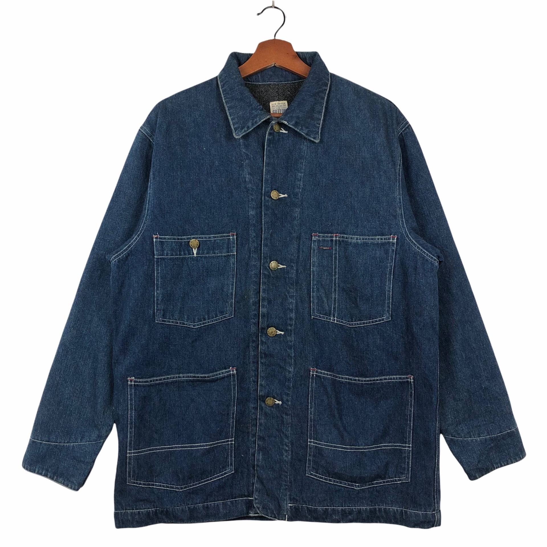 Vintage Blau Jeans Jacke Aus Baumwolle von ClockworkThriftStore