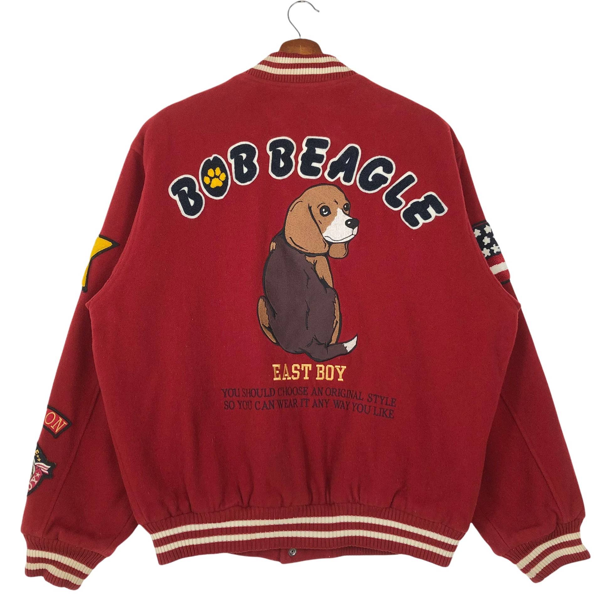 Vintage East Boy Varsity Jacke Bob Beagle Hund Gesticktes Logo American Stadion von ClockworkThriftStore