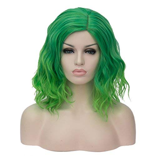 CLOCOLOR Damen Cosplay Perücke Mittlere Länge Natürliche Synthetische Hitzebeständige Bob Perücken Kostüm Party Manga Perücke Ombre Grün von AMYHOME