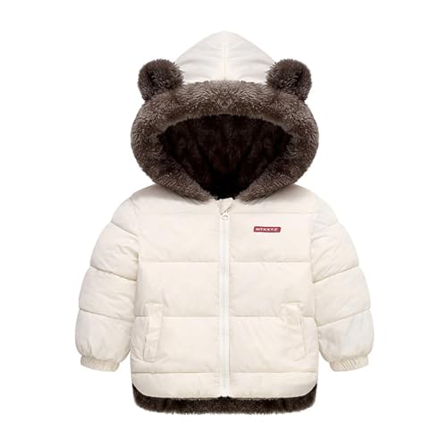 Baby Girls Boys Winter Thicken Jacket Toddler Winter Coat Bear Ears Hooded With Pocket Jacket Two Wear Fleece Thicken Windproof Zipper Warm Outwear A-03 von Clode