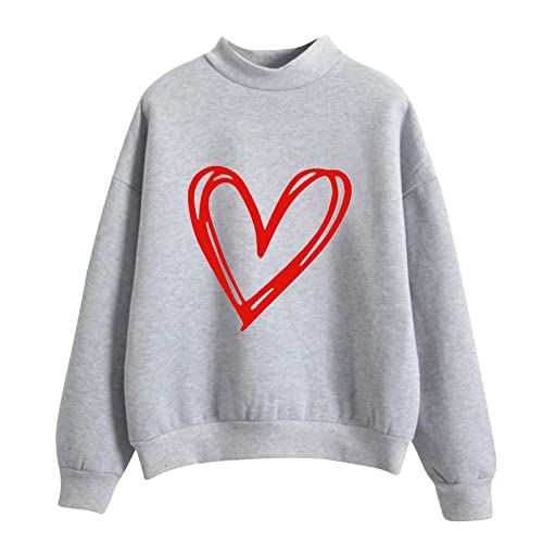 Heart Print Pullover for Women Printing Sweatshirt Top Long Sleeved Sweatshirt Blouse Temperament Pullover Top Casual Blouse Gift for Girls A-163 von Clode