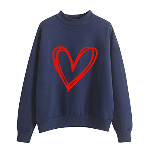 Heart Print Pullover for Women Printing Sweatshirt Top Long Sleeved Sweatshirt Blouse Temperament Pullover Top Casual Blouse Gift for Girls A-163 von Clode