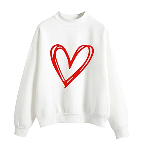 Heart Print Pullover for Women Printing Sweatshirt Top Long Sleeved Sweatshirt Blouse Temperament Pullover Top Casual Blouse Gift for Girls A-163 von Clode