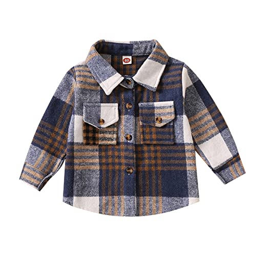 Kids Girls Shirts Jacket Toddler Shirt Coat Jacket Plaid Long Sleeve Turn Down Collar Button Tops Outwear Trendy Outwear A-26 von Clode