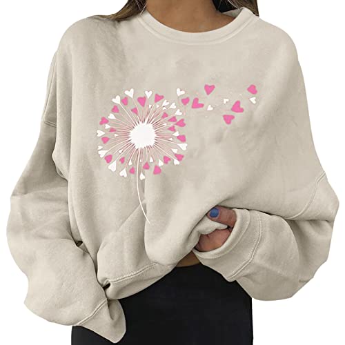 Ladies Casual Sweatshirt Valentine's Day Print Graphic Sweatshirt Round Neck Pullover Loose Shirt Lightweight Tops Going Out Blouse A-236 von Clode