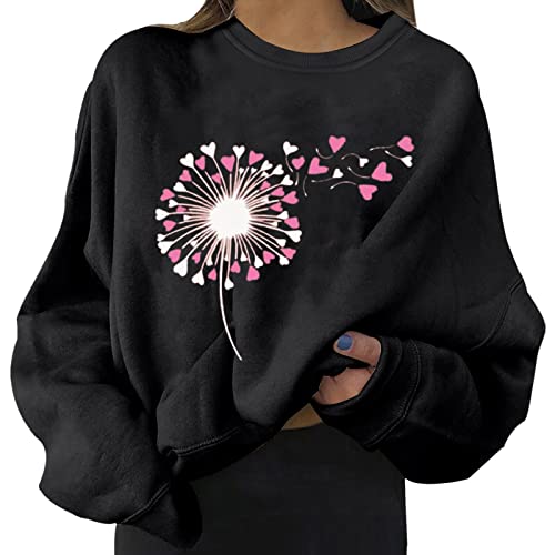 Ladies Casual Sweatshirt Valentine's Day Print Graphic Sweatshirt Round Neck Pullover Loose Shirt Lightweight Tops Going Out Blouse A-236 von Clode