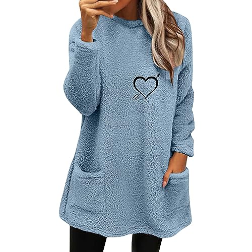 Ladies Fleece Jumpers Tops Winter Warm Sweater Winter Coat Fleece Thickening Coat Jacket Casual Plus Size Loose Coat A-47 von Clode