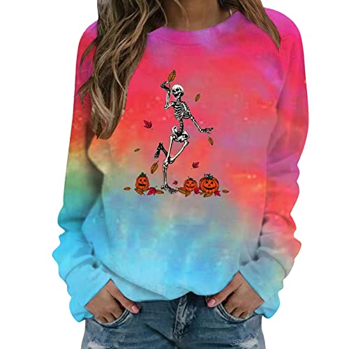 Ladies Halloween Pullover Sweatshirt Casual Long Sleeve Top Pullover Fashion Print Top Fall Blouse Tops for Festival A-45 von Clode