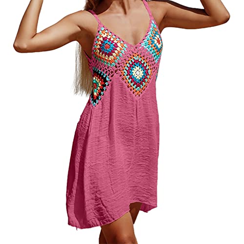 Ladies Summer Dress V Neck Crochet Bikini Cover Up Beach Slip Cutout Irregular Swimwear Cover Ups Beachwear Classic Summer Going Out Party Dress von Clode