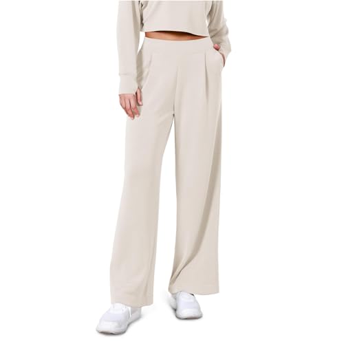 Ladies Work Business Trousers Straight Leg High Waist Casual Work Business Pants Loose Fit Plain Bottoms with Pockets A-72 von Clode