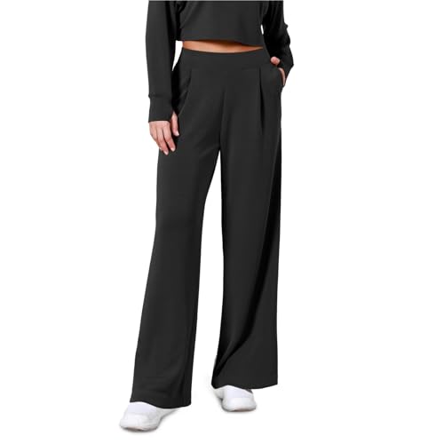 Clode Ladies Work Business Trousers Straight Leg High Waist Casual Work Business Pants Loose Fit Plain Bottoms with Pockets A-72 von Clode