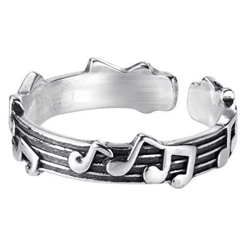 Ringe für Frauen 925 Sterling Silber Band für Frauen Noten oxidierter Musiknote Ring Musikliebhaber Schüler Lehrer Schmuck Geschenke A-174 von Clode