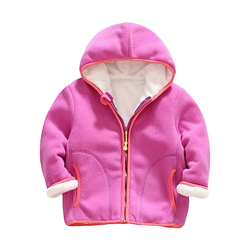 Toddler Girls Warm Coat Spring Winter Long Sleeve Thick Solid Color Plush Zipper Hooded Coat For 1 To 7 Years Basic Outwear Clothes Outfits A-119 von Clode