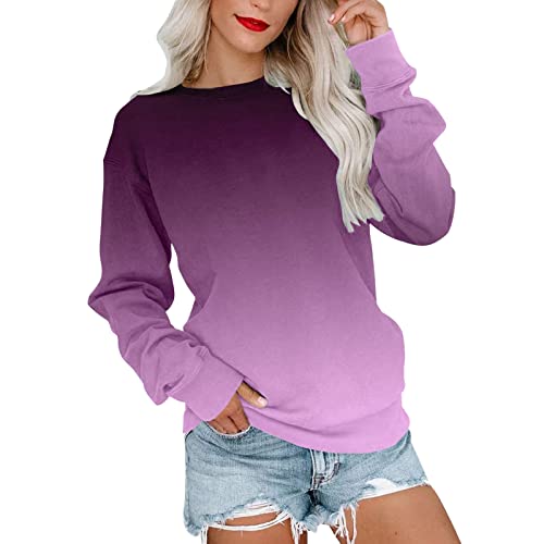 Women Gradient Jumpers Tops Casual Crewneck Sweatshirt Long Sleeve Top Pullover Loose Fit Sweater Casual Blouse Tops A-41 von Clode