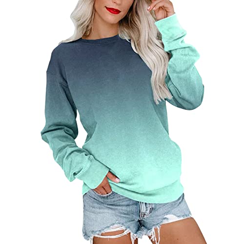 Women Gradient Jumpers Tops Casual Crewneck Sweatshirt Long Sleeve Top Pullover Loose Fit Sweater Casual Blouse Tops A-41 von Clode