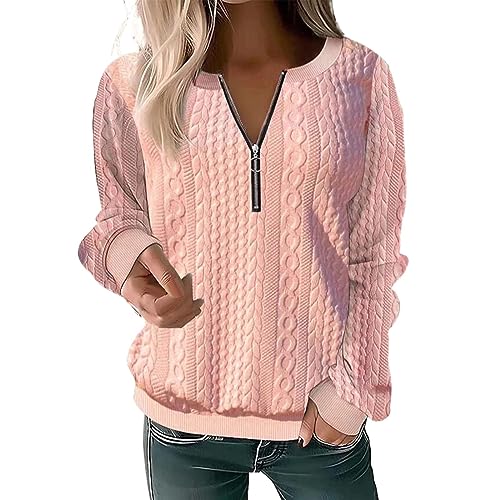 Women Zipper Pullover Autumn and Winter Fashion Long Sleeve with Half Zipper Solid Color Hoodless Sweatshirt Going Out Tops Baggy Blouse A-10 von Clode