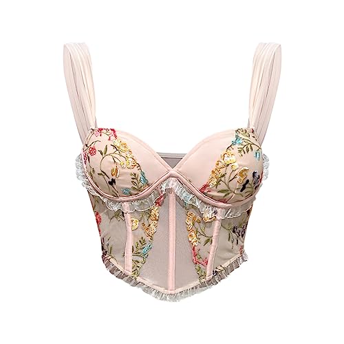 Women's Sleeveless Corset Top V Neck Embroidery Tank Tops Summer Slim Fit Casual Shirts Basic Going Out Blouse A-325 von Clode