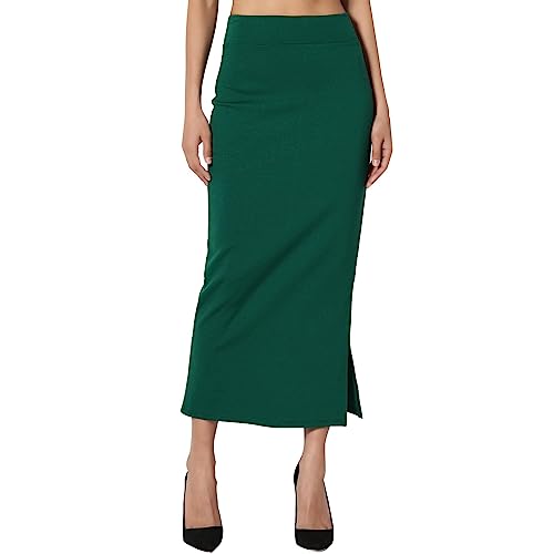 Womens Split Midi Skirt S~3X Side Slit Ponte Knit High Waist Mid Calf Long Pencil Skirt Holiday Party Clothes A-202 von Clode