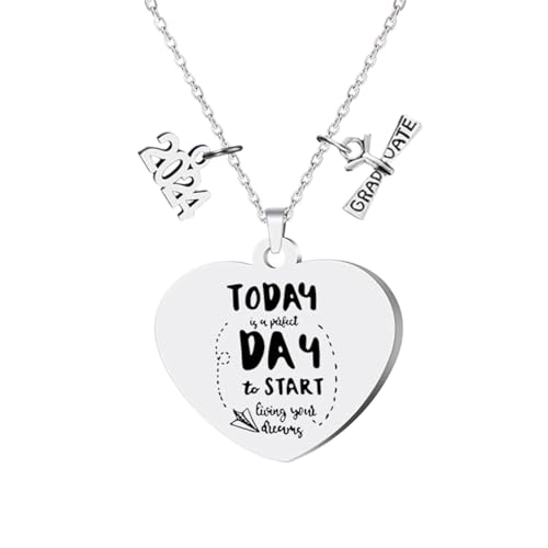 Abschlussketten für Frauen, Anhänger, Halskette, Freundschaftsschmuck, College, High School, Glückwünsche, Geschenke für Freunde, Klassenkameraden, Metall, Kein Edelstein von ClodeEU