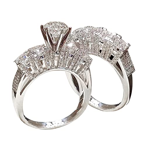 ClodeEU Damen Zirkonia Ringe Hochzeit Verlobung Versprechen Finger Ringe Vintage Boho Einfache Stapelringe Abschluss Geburtstag Geschenke, 11, (Metall), Kein Edelstein von ClodeEU