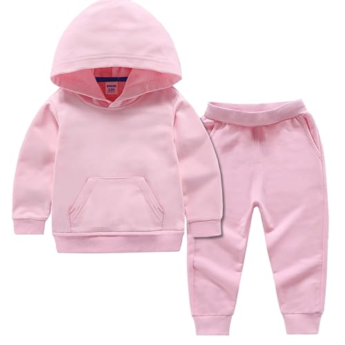 Kleinkind Mädchen Kleidung Kinder Baumwolle Langarm Einfarbig Hoodies Sweatshirt Hose Set Niedlich Baby Herbst Outfit Set Schulkleidung Rosa von ClodeEU